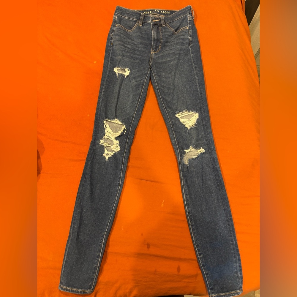 American Eagle Outfitters Ripped Blue Skinny Jeans